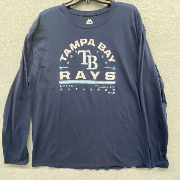 Majestic Other - Tampa Bay Rays Shirt Mens 2XL Genuine Merchandise Dark Navy Long Sleeve